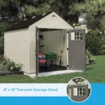 Suncast Tremont 8 x 10 Ft. Resin Outdoor Storage Shed with 6 Skylights and Floor Kit - Vanilla - Image 4